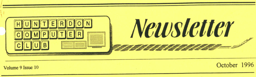 Hunterdon Computer Club October 1996 Newsletter Banner By Joe Burger