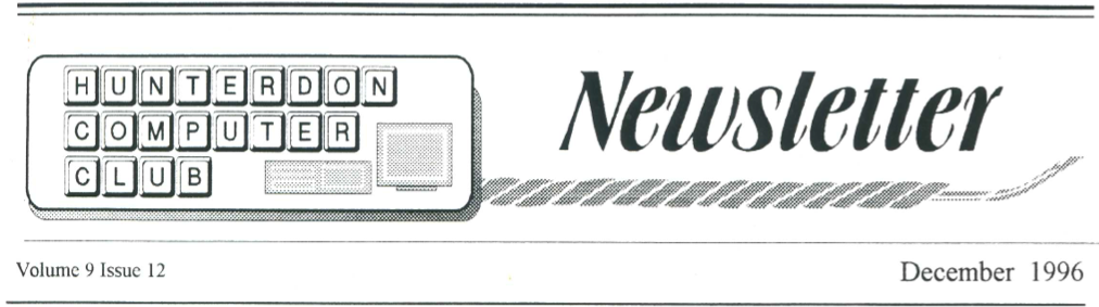 Hunterdon Computer Club December 1996 Newsletter Banner By Joe Burger