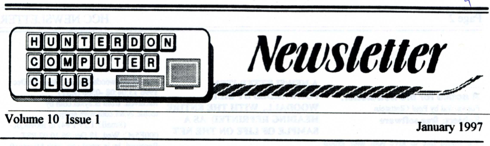 Hunterdon Computer Club January 1997 Newsletter Banner By Joe Burger