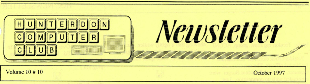 Hunterdon Computer Club October 1997 Newsletter Banner By Joe Burger